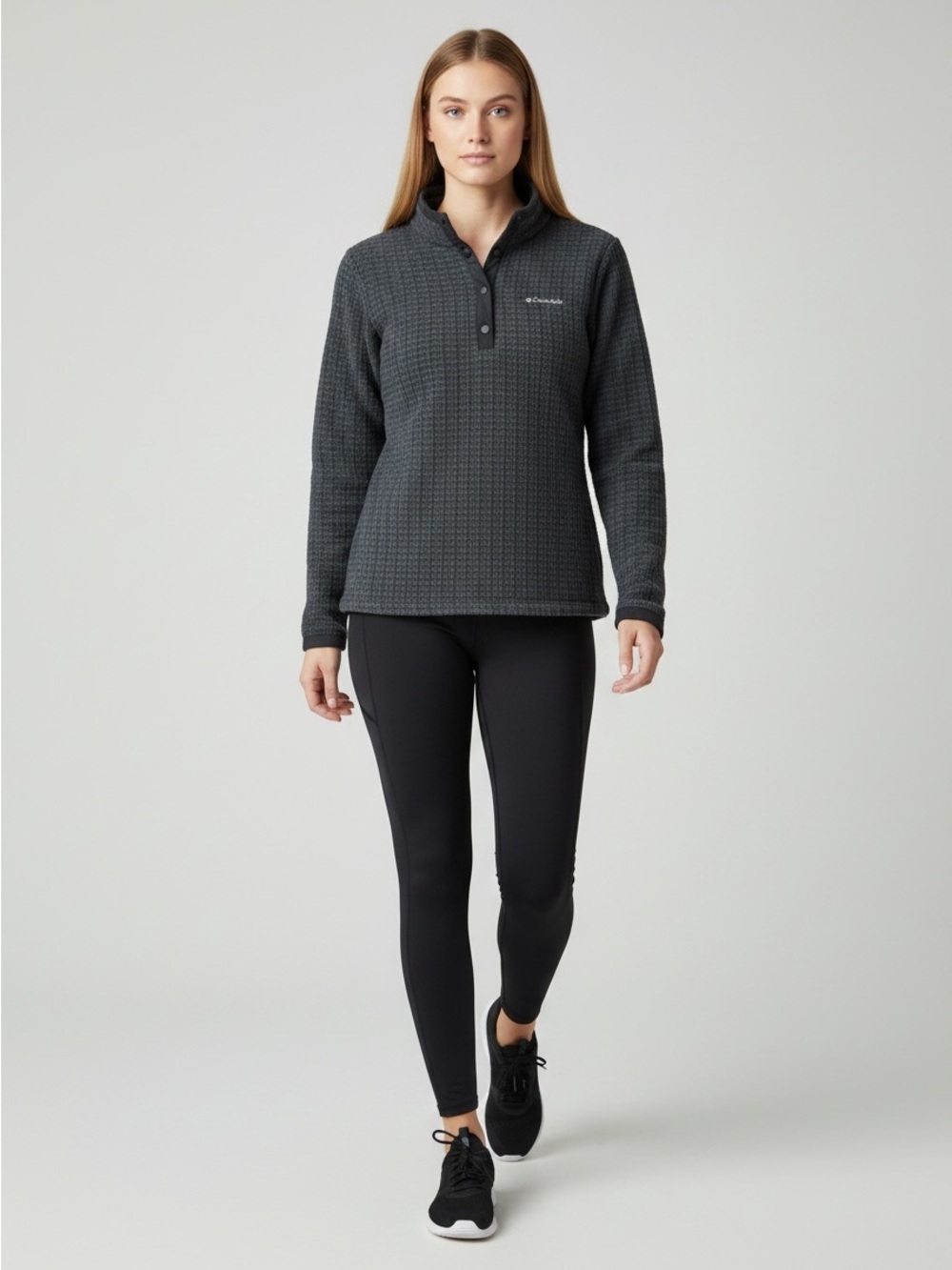 Columbia Saturday Trail Pullover Sweater Long Sleeves Black Heather Medium